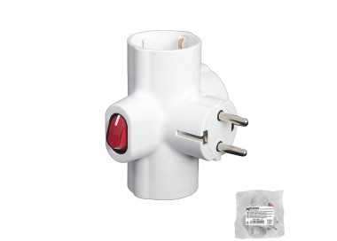 Adaptador / Ladron Triple Schuko 16 A 250v Con Interruptor