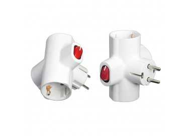Adaptador / Ladron Triple Schuko 16 A 250v Con Interruptor