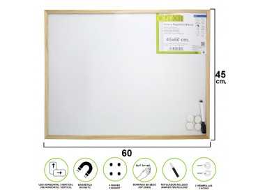 Pizarra Magnetica Blanca 45x60 cm. Con Rotulador y 4 Imánes