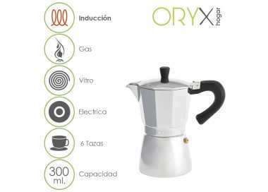 Cafetera Inducción Aluminio 6 Tazas (300 Ml.)