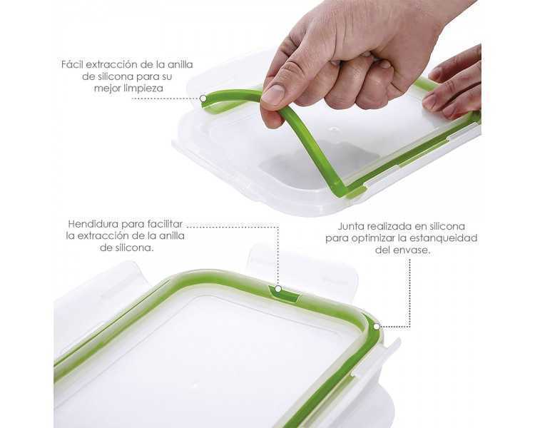 Recipiente Hermetico Cristal Rectangular  330 ml. 13.9 x 10.5 x 5.6 (alt) cm.