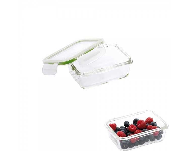 Recipiente Hermetico Cristal Rectangular  330 ml. 13.9 x 10.5 x 5.6 (alt) cm.