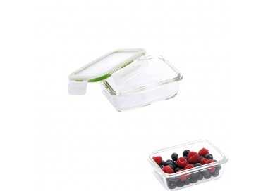 Recipiente Hermetico Cristal Rectangular  330 ml. 13.9 x 10.5 x 5.6 (alt) cm.