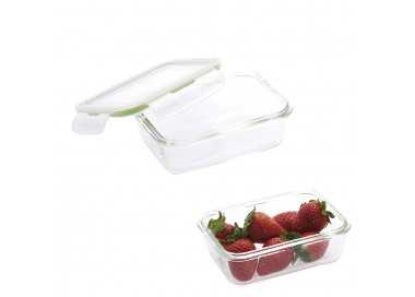 Recipiente Hermetico Cristal Rectangular 550 ml. 16.7 x 11.8 x 6.2 (alt) cm.