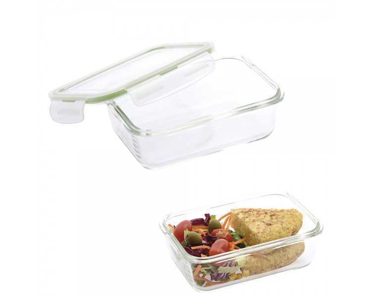 Recipiente Hermetico Cristal Rectangular 850 ml. 19.5 x 13.3 x 6.7 (alt) cm.