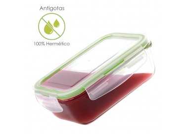Recipiente Hermetico Cristal Rectangular 1200 ml. 20.4 x 15.4 x 7 (alt) cm.