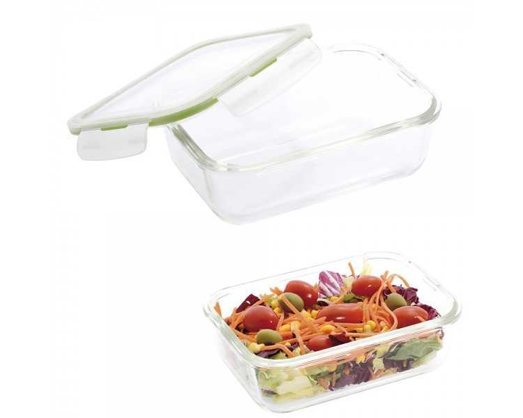 Recipiente Hermetico Cristal Rectangular 1200 ml. 20.4 x 15.4 x 7 (alt) cm.