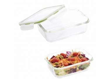 Recipiente Hermetico Cristal Rectangular 1200 ml. 20.4 x 15.4 x 7 (alt) cm.