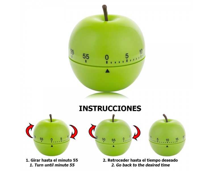 Temporizador Minutero Cocina Manzana Verde 60 Minutos