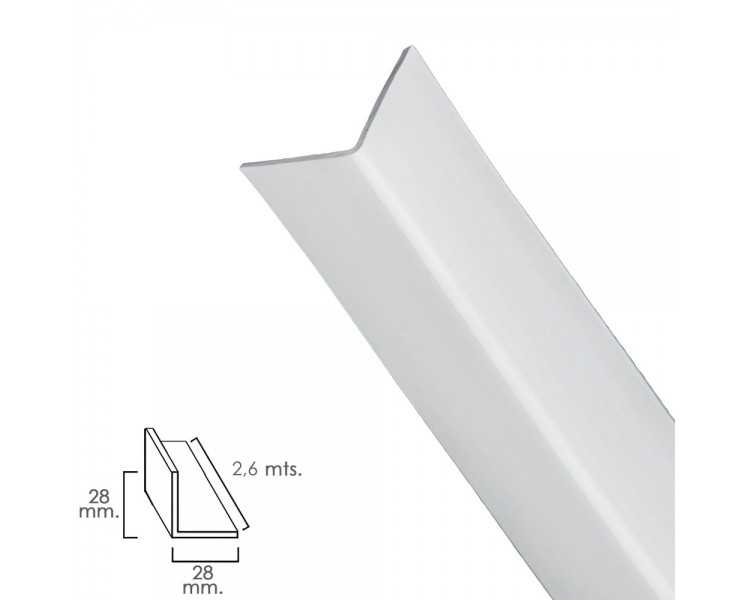 Perfil Pvc Angulo 25x25 mm. Blanco Barra 2,5 metros