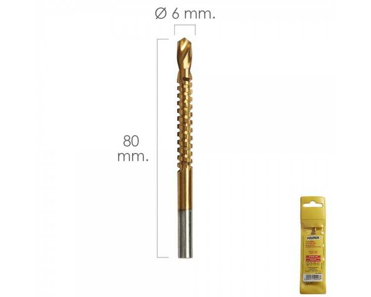 Fresa Rotativa Para Metales HSS  Ø 6 x 80 mm. Para Taladro / Fresadora