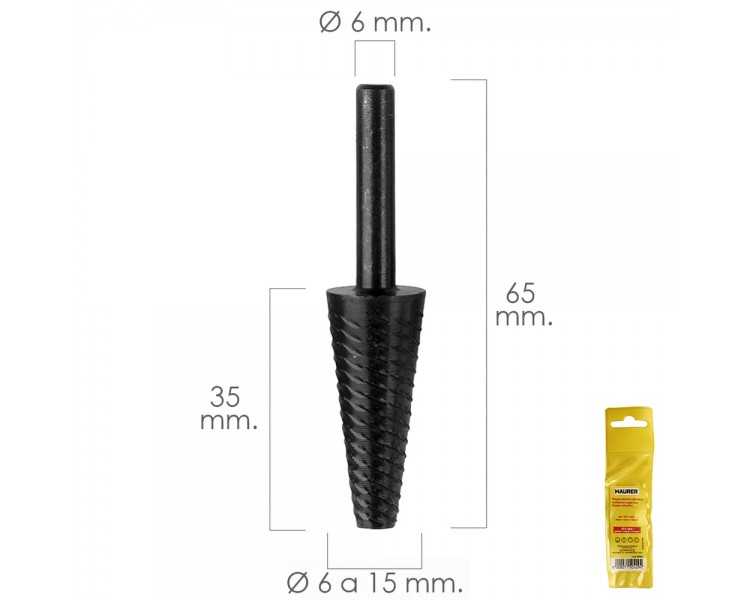 Fresa Rotativa Para Metal Conica Ø 6 a 15 mm. Para Taladro / Fresadora