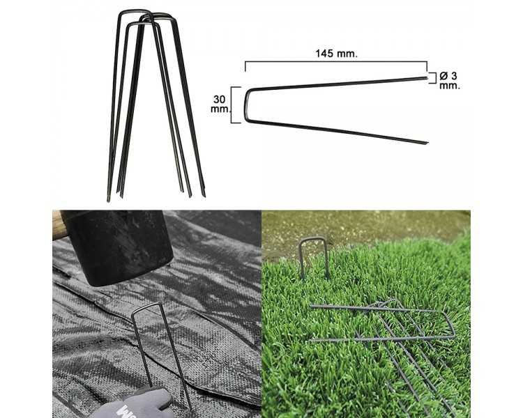 Grapa Metálica Para Fijacion Mallas y Cesped (20 Piezas)
