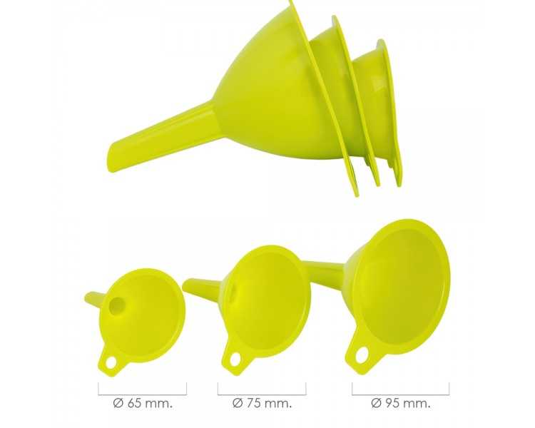 Embudos Plástico Cocina Ø 65 / 75 / 95 mm. (Set 3 Embudos)