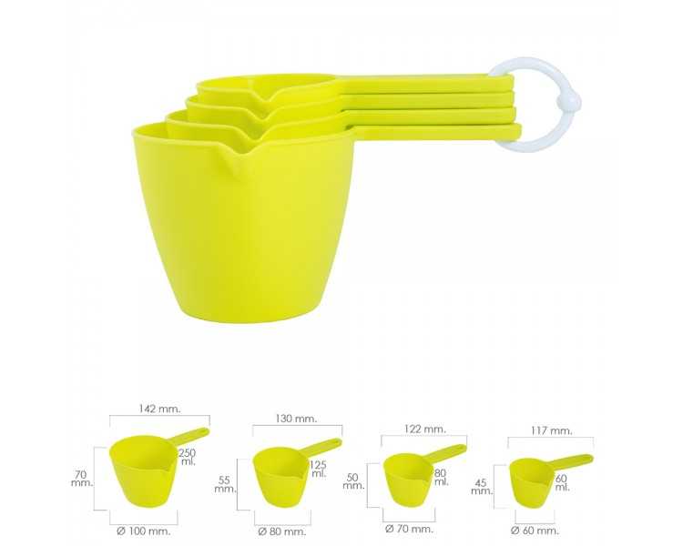 Set 4 Cacitos / Vasos Medidores 60 / 80 / 125 / 250 ml.