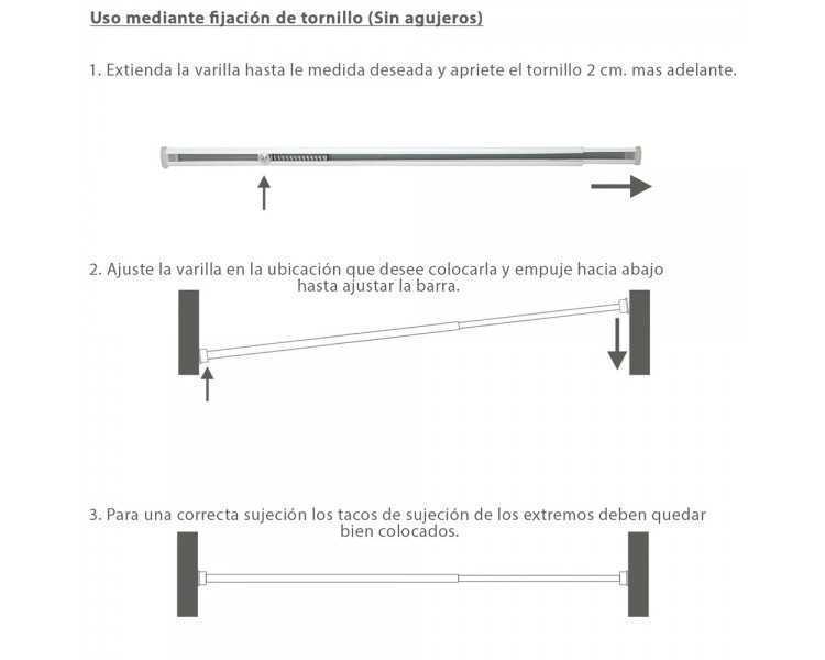Barra Visillo Extensible 37.5/60 cm. Con Muelle Presion Ajustable  (1 Pieza)