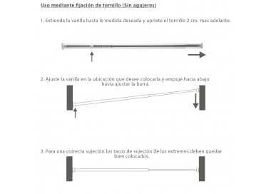Barra Visillo Extensible 148.5/240 cm.Con Muelle Presion Ajustable  (1 Pieza)