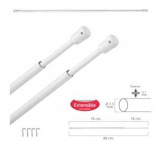 Barra Visillo Extensible 70/88 cm. Con Soporte, Sin Muelle (2 piezas)