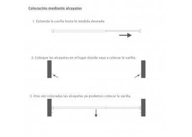 Barra Visillo Extensible 80/98 cm. Con Soporte, Sin Muelle (2 piezas)