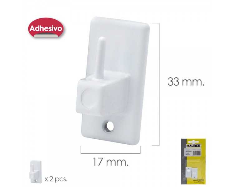 Gancho Visillo / Cortina Adhesivo Blanco (Blister 2 Piezas)