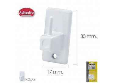 Gancho Visillo / Cortina Adhesivo Blanco (Blister 2 Piezas)