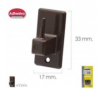 Gancho Visillo / Cortina Adhesivo Marron (Blister 2 Piezas)