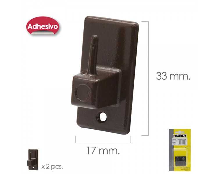Gancho Visillo / Cortina Adhesivo Marron (Blister 2 Piezas)
