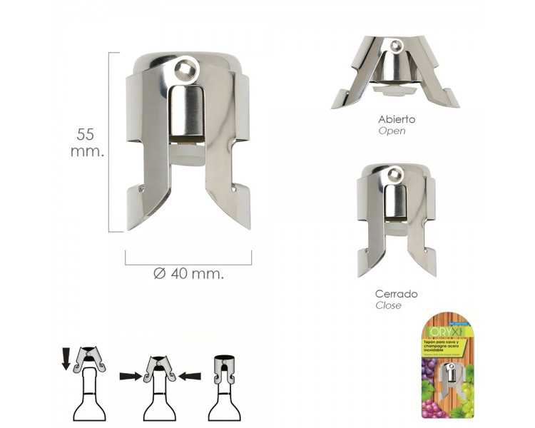 Tapon Para Cava y Champagne Acero Inoxidable