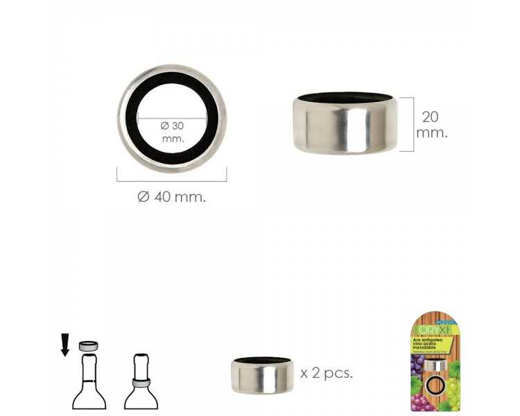 Aro Antigoteo Vino Acero Inoxidable (Blister 2 unidades)