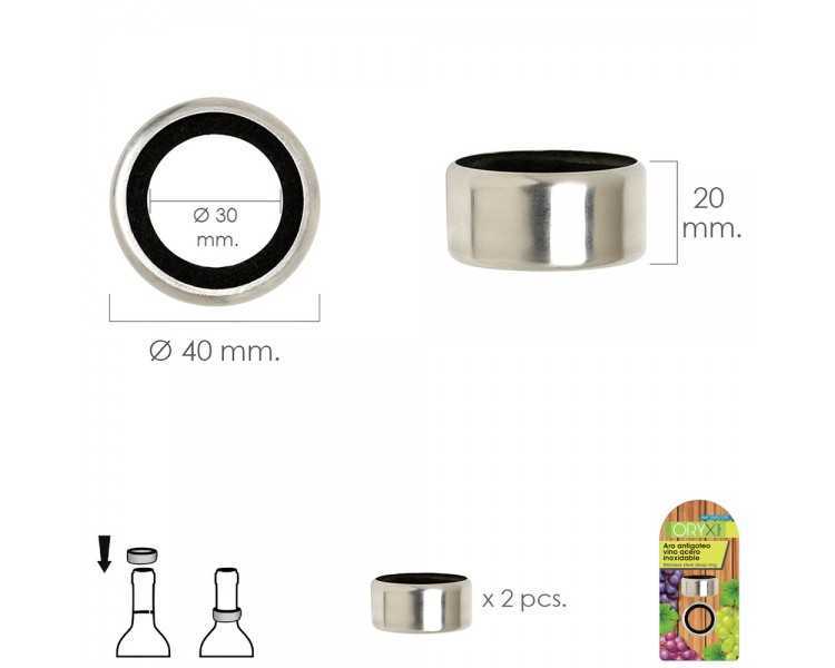 Aro Antigoteo Vino Acero Inoxidable (Blister 2 unidades)