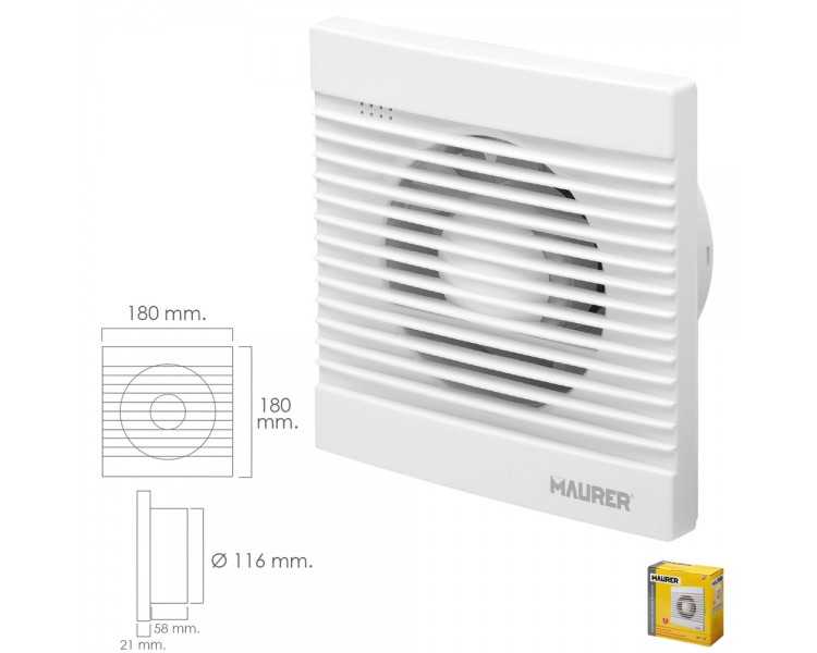 Extractor Humos Baño 16 Watt. Salida Ø 116 mm. Extractor Humo, Extractor Baño, Extractor Baño Humos,extractor Olores,