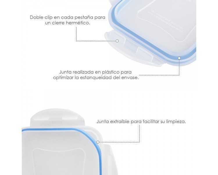 Recipiente Hermetico Plastico Rectangular 500 ml. 15.5x10.5x5.5 (Alt.) cm.