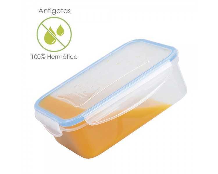 Recipiente Hermetico Plastico Rectangular 1.500 ml. 22x15x7.5 (Alt.) cm.
