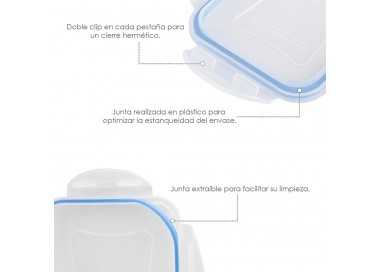 Recipiente Hermetico Plastico Rectangular 3.800 ml. 28x21x9.5 (Alt.) cm.