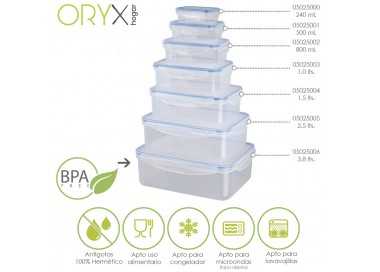 Recipiente Hermetico Plastico Rectangular 3.800 ml. 28x21x9.5 (Alt.) cm.