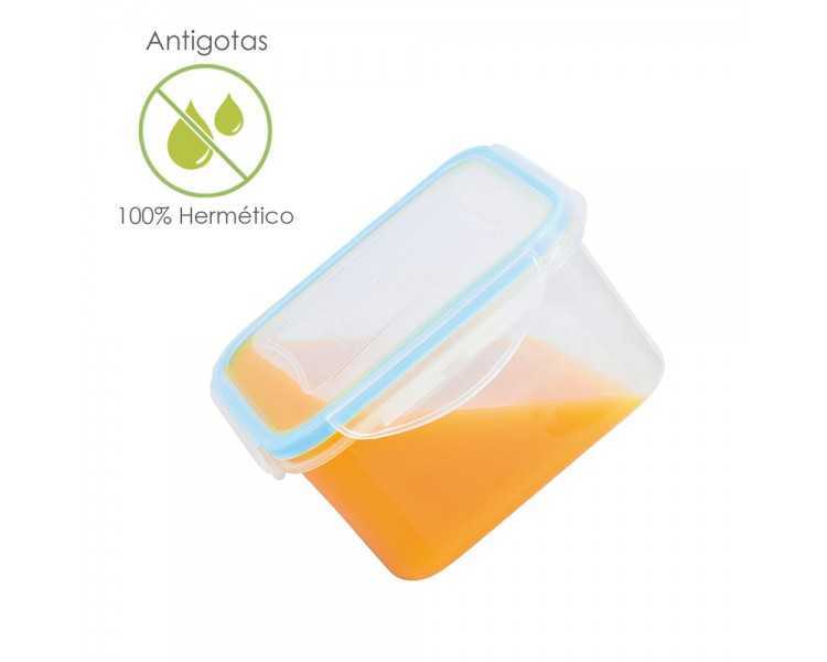 Recipiente Hermetico Plastico Cuadrado 1200 ml.  15x15x8 (Alt.) cm.