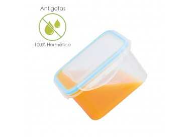 Recipiente Hermetico Plastico Cuadrado 1200 ml.  15x15x8 (Alt.) cm.