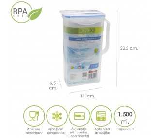 Jarra Plastico Cuadrada 1.500 ml. 11 x 6.5 x 22.5 (alt) cm.