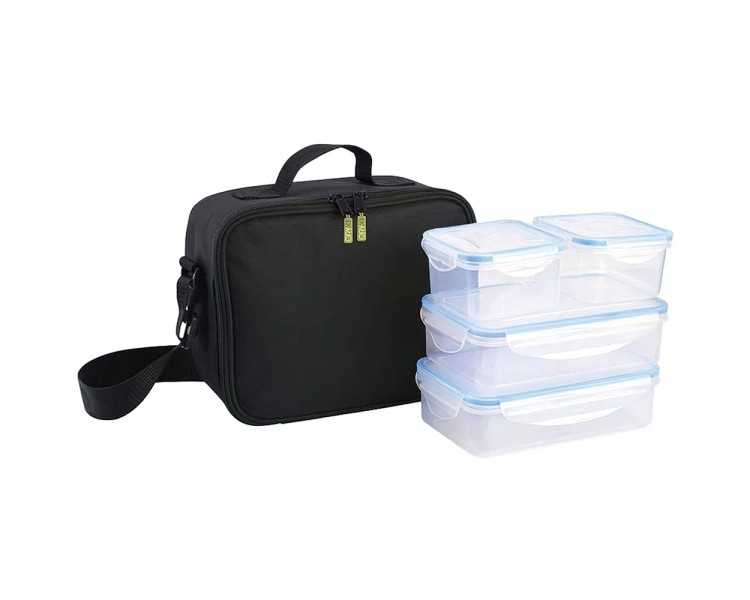 Bolsa Termica Con 4 Recipientes Hermeticos Plastico (2x800 ml + 2x400 ml.)