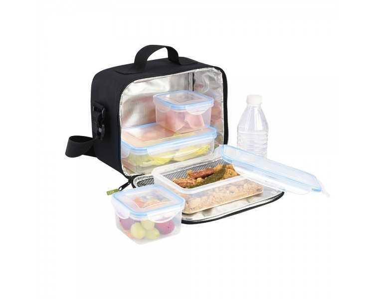 Bolsa Termica Con 4 Recipientes Hermeticos Plastico (2x800 ml + 2x400 ml.)