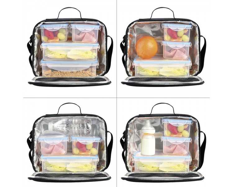 Bolsa Termica Con 4 Recipientes Hermeticos Plastico (2x800 ml + 2x400 ml.)