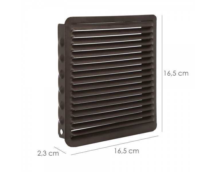 Rejilla Ventilación Empotrar  17x17 cm. Aluminio Marron