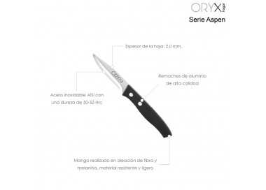 Cuchillo Aspen Mondador Hoja Acero Inoxidable 8 cm. Negro