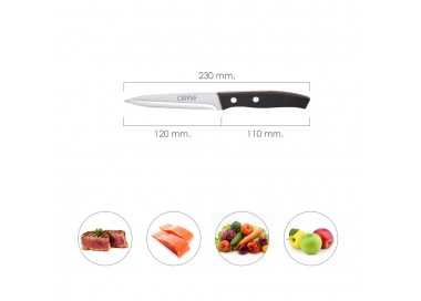 Cuchillo Aspen Cocina Hoja Acero Inoxidable 12 cm. Negro