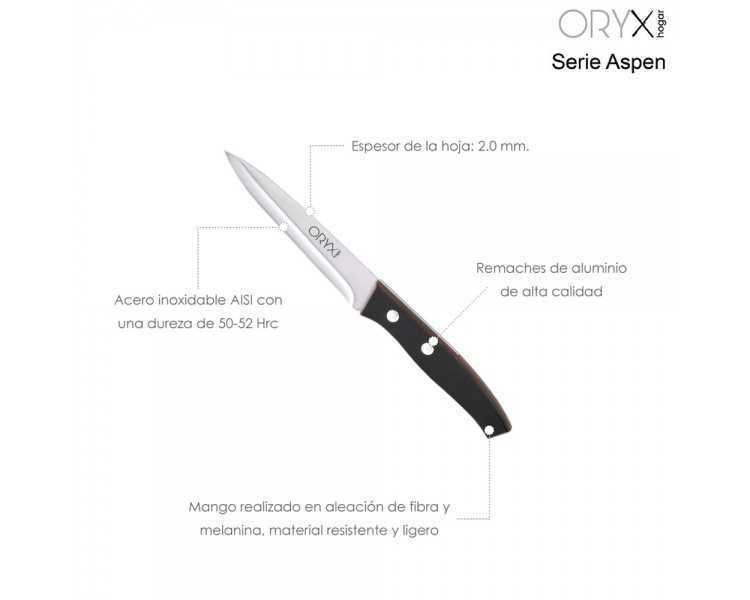 Cuchillo Aspen Cocina Hoja Acero Inoxidable 12 cm. Negro
