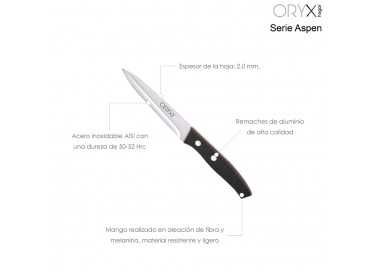 Cuchillo Aspen Cocina Hoja Acero Inoxidable 12 cm. Negro