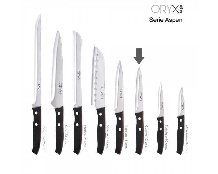 Cuchillo Aspen Cocina Hoja Acero Inoxidable 12 cm. Negro