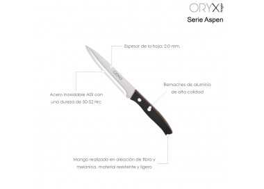 Cuchillo Aspen Verduras Hoja Acero Inoxidable 15 cm. Negro