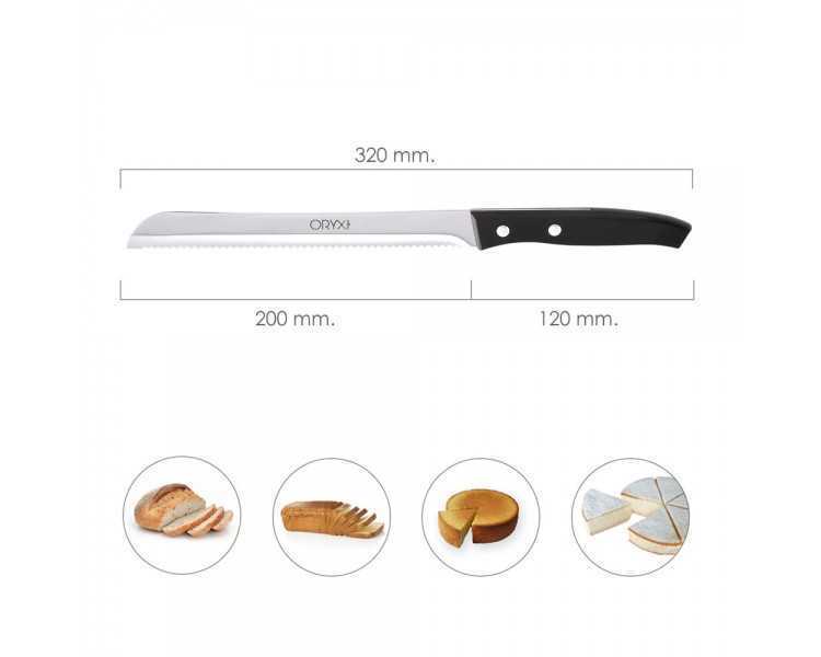 Cuchillo Aspen Panero Hoja Acero Inoxidable 19 cm. Negro