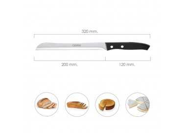 Cuchillo Aspen Panero Hoja Acero Inoxidable 19 cm. Negro